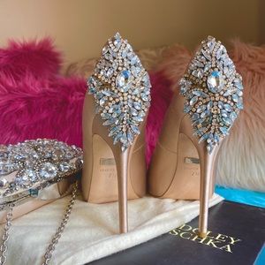 Badgley Mischka Kiara Crystal Back Open Toe Pump